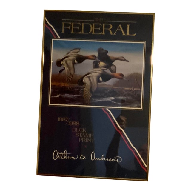 Vintage 1987/1988 Federal Duck Stamp Promotional Poster by Arthur G. Anderson - Framed For Sale
