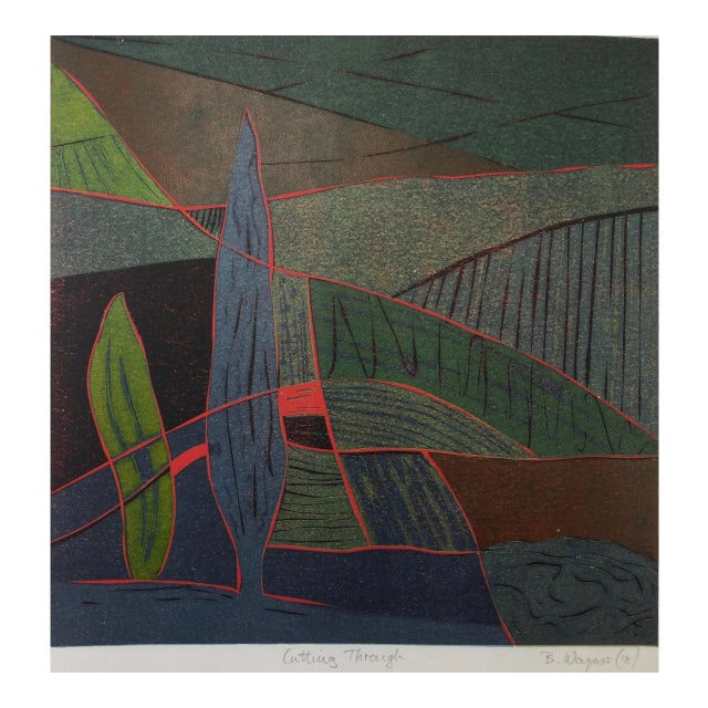 Barbara Wagner "Cutting Through" 2019 Abstract Linocut For Sale