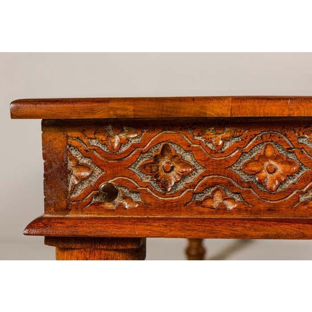 Large Dining Room Table with Carved Apron, Floral Motifs and Turned Legs For Sale - Image 12 of 12