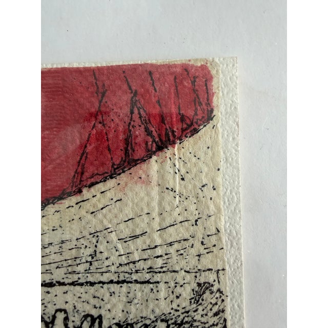 Contemporary 1990’s Ruth Esserman Abstract Landscape Mixed Media on Paper, Red & Black For Sale - Image 3 of 5