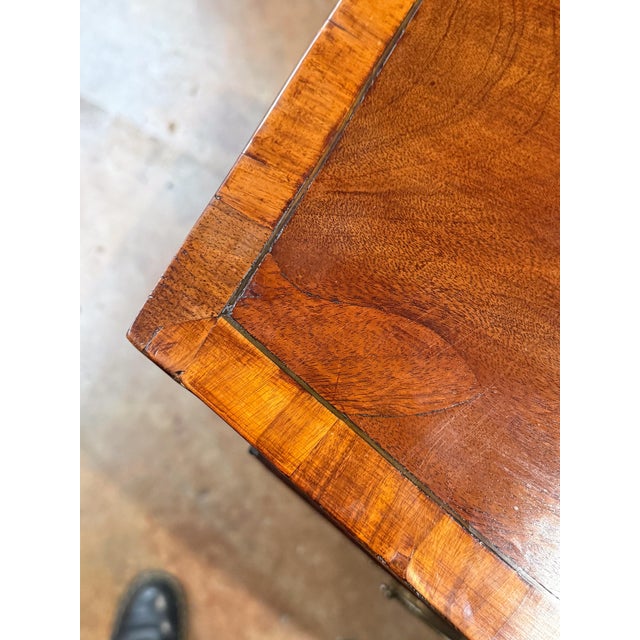 English Bow Front Chest of Inlaid Flame-Cut Mahogany For Sale - Image 9 of 12