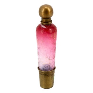 Art Nouveau Perfume Bottle in Polychrome Glass with Integral Metal Frame, 1890s For Sale