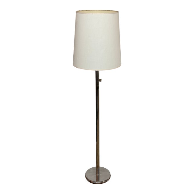 Chrome Plated Traditional Floor Lamp With Drum Shade For Sale