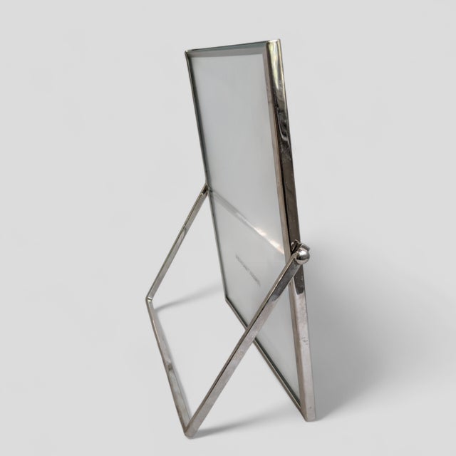 Contemporary Modern Contemporary Drexel Heritage Chrome and Glass Floating Frame With Easel For Sale - Image 3 of 8