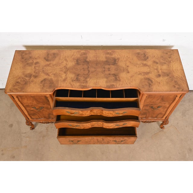 Brown Romweber French Provincial Louis XV Burl Wood Sideboard or Bar Cabinet, Circa 1920s For Sale - Image 8 of 12