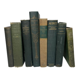 Green Vintage Book Set - 8 Pieces For Sale
