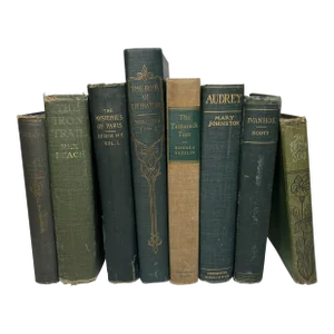 Green Vintage Book Set - 8 Pieces