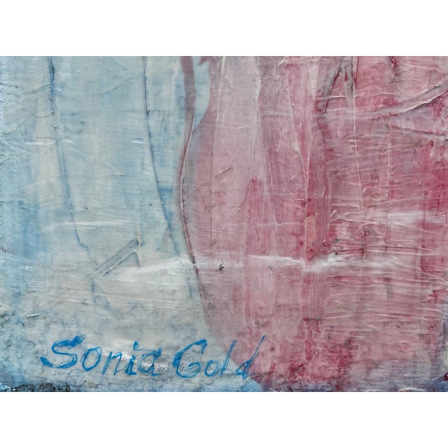 Abstract Floral Original Painting "Still Life in Blue Tones" by Sonia Gold For Sale - Image 4 of 11