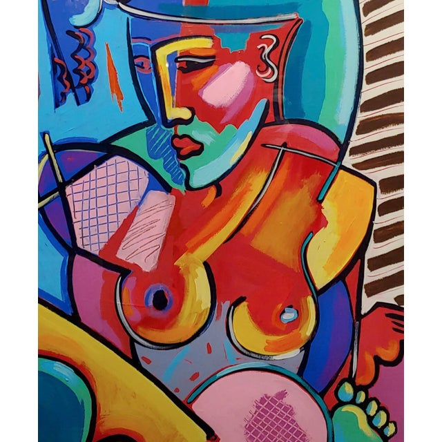 Amanda Watts - Cubist Seated Nude Female - Oil painting Cubist oil painting on paper -Signed and dated 1992 Image Size 29...