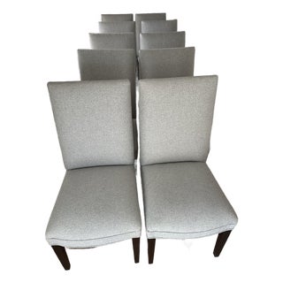 Transitional Holly Hunt Upholstered Dining Chairs With New Fabric, Set of 10 For Sale