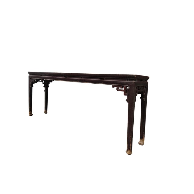 Chinese Early 19th Century Chinese Elm Console Table With Carved Spandrels For Sale - Image 3 of 9