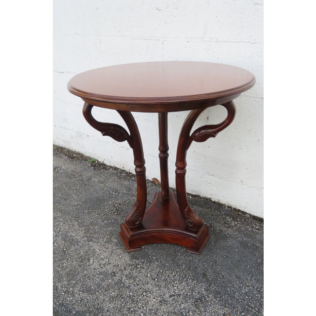 Carved Swan Round Solid Mahogany Side End Table 6173 For Sale - Image 10 of 12