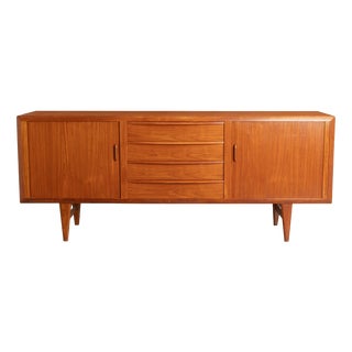 Mid-Century Danish Teak Sideboard with Tambour Doors by K.B. Simonsen for Faarup Mobelfabrik, 1960s For Sale