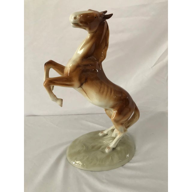 Royal Dux Porcelain Rearing Horse 1940’s For Sale - Image 9 of 11