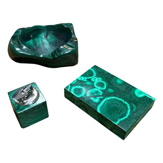 Malachite Smoking Set, 1970s, Set of 3 For Sale