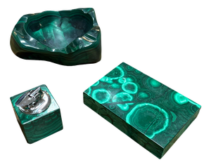 Malachite Smoking Set, 1970s, Set of 3