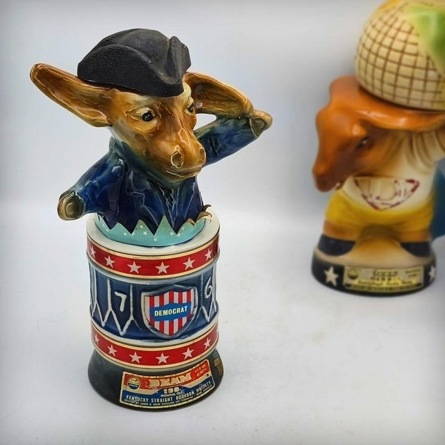 Ceramic Democratic Presidents Donkey Carafe by Jim Beam, USA, 1970s For Sale - Image 12 of 16