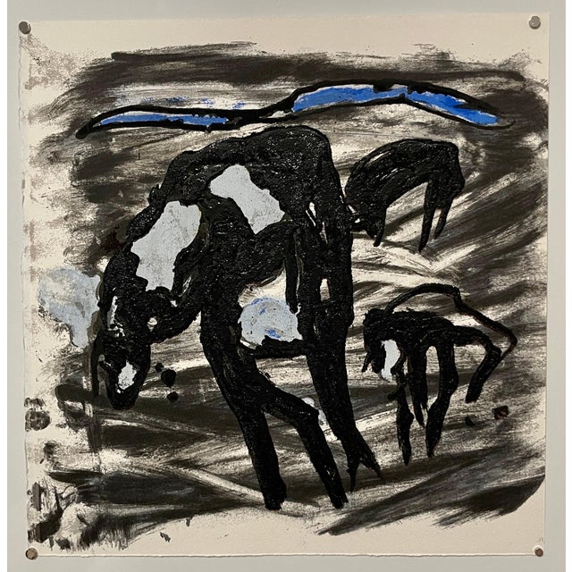 Heavily textured abstract print in a serigraph and terragraph technique. It has a raised texture to the surface, A...