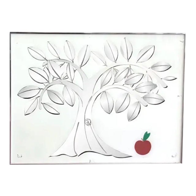 Original Mid Century Greg Copeland Tree of Life Mirror With Apple - Signed and Dated For Sale