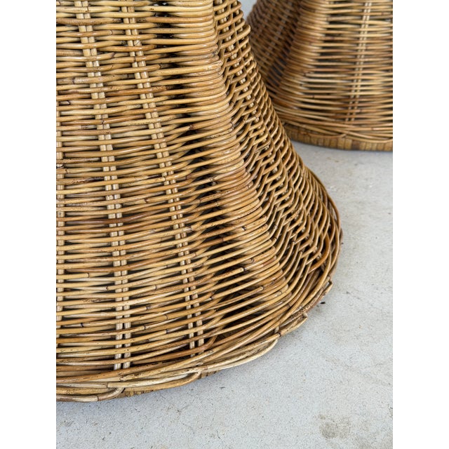 Pair of Monumental Handcrafted Rattan Hourglass Ottomans by Mastercraft of Manila For Sale - Image 10 of 12