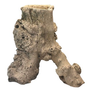 Mid-Century French Faux Bois Concrete Tree Stump Planter in Sculptural Burl Form For Sale
