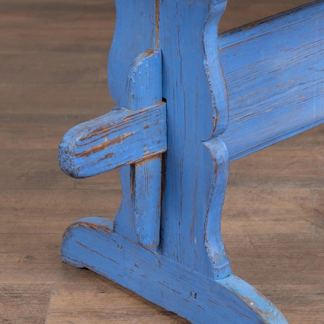 Early 19th-Century Swedish Pine Console Table With Blue Trestle Base For Sale - Image 9 of 11