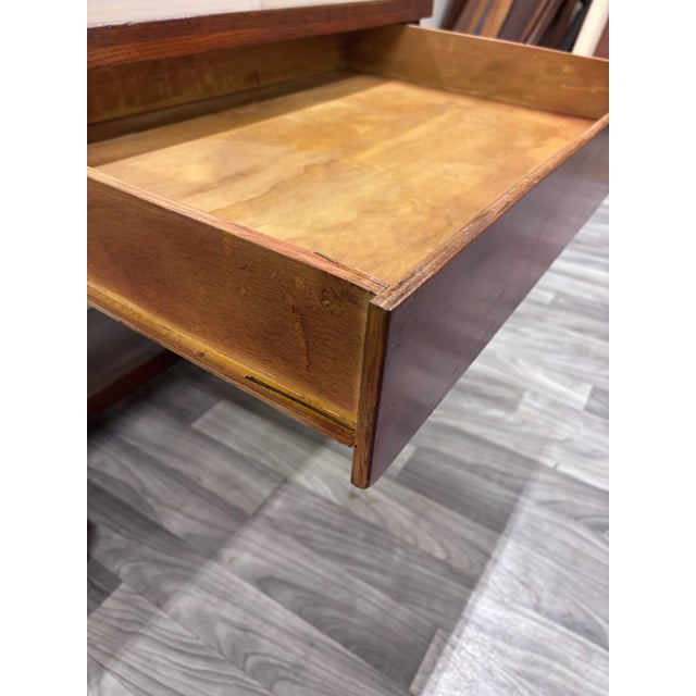 Wood Antique Mission Oak Trestle Pedestal Base Library Table Console Hall Table For Sale - Image 7 of 14