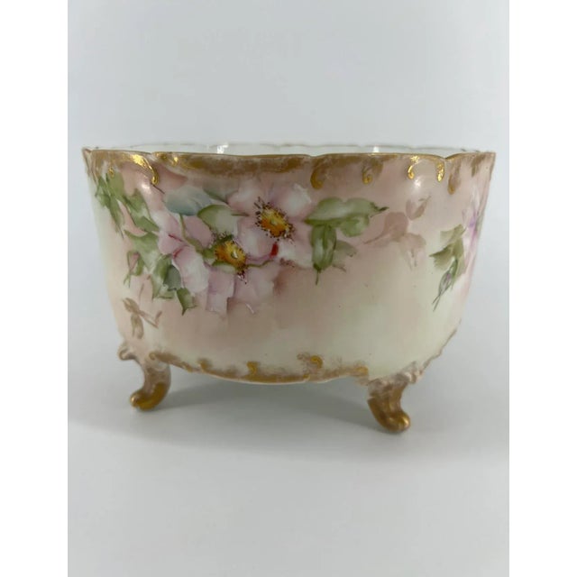 Limoges, France Antique Limoges Hand-Painted Footed Bowl For Sale - Image 4 of 8