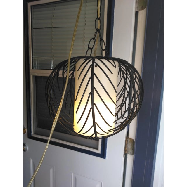 1970s Mid-Century Steel and Acrylic Pendant Lamp For Sale - Image 4 of 9