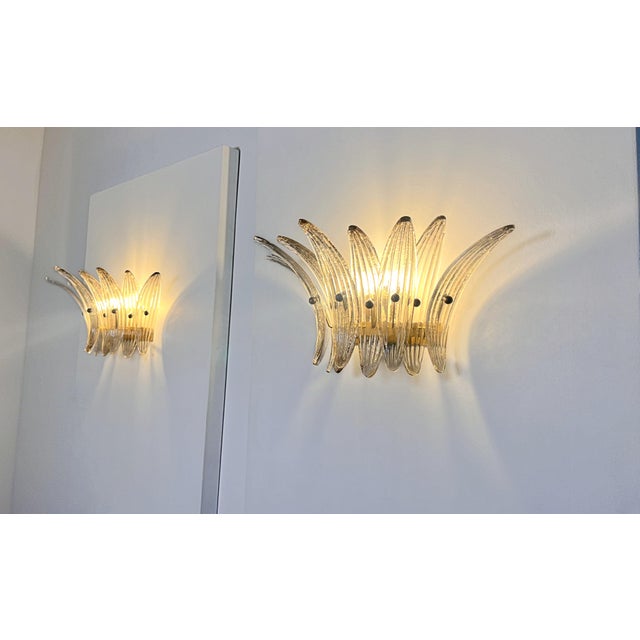 Vintage Smoked Glass Palmette Wall Lights, 1990s, Set of 2 For Sale - Image 14 of 17