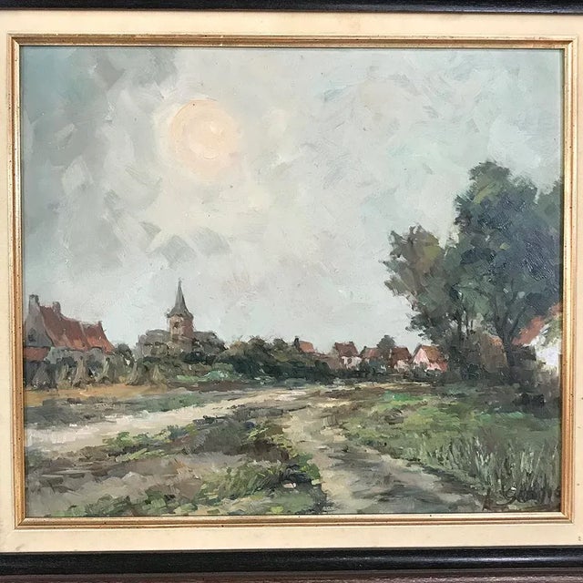 Impressionist Vintage Framed Oil Painting on Board by A. Sergier For Sale - Image 3 of 11