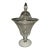 Antique Heisey Etched Glass Lidded Apothecary Jar With Silver Overlay Trim For Sale