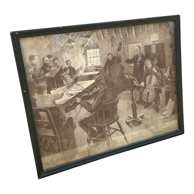 1970s Framed Black and White Print of Musical Gathering Reproduction For Sale