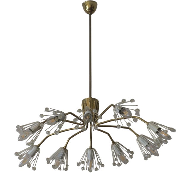 Elliptical Brass and Glass Chandelier by Emil Stejnar for Rupert Nikoll, 1950s For Sale