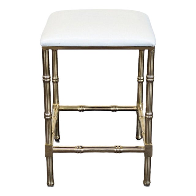 Metal Faux Bamboo Counter Stool For Sale