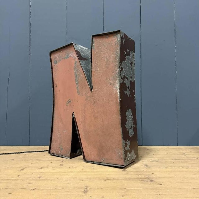 Large Zinc Letter N with Lighting, America For Sale - Image 5 of 16
