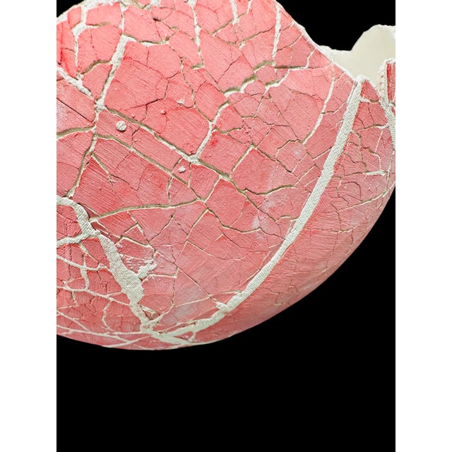 2020s Artist Gary Skelly Pink Ceramic Dinosaur Egg For Sale - Image 5 of 12