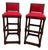Pair of Vintage Jacobean Style Hardwood Upholstered Bar Stools. For Sale