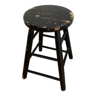 Vintage Painted Wooden Stool For Sale