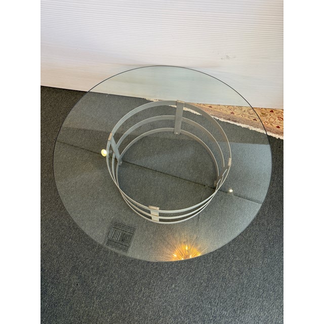 Industrial Steel Drum Pedestal Coffee Table For Sale - Image 3 of 12