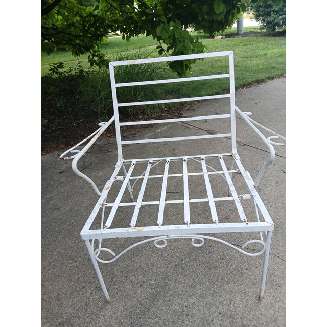 Vintage Wrought Iron Side Lounge Patio Chair For Sale - Image 6 of 7