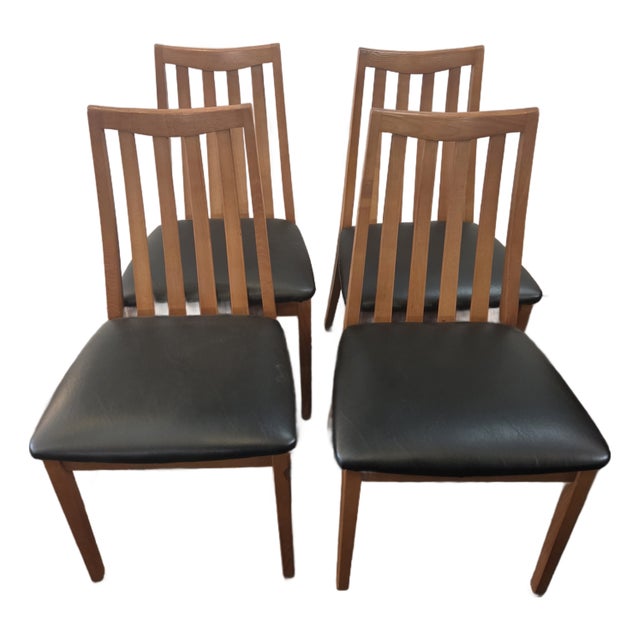 Mid-Century Danish Modern Teak G-Plan Set 4 Teak Dining Chairs 1970s For Sale