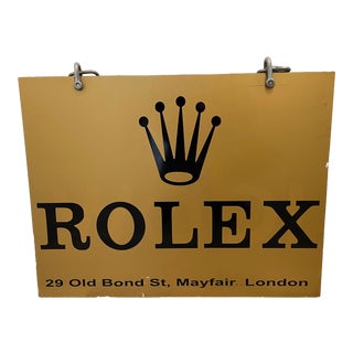 1970s Rolex Double Sided Advertising Shop Wall Swinging Sign From Mayfair London For Sale