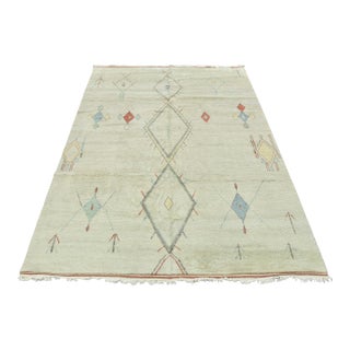 Moroccan Rug 10'2'' X 13'1'' Blue Wool Contemporary Hand-Knotted Carpet For Sale