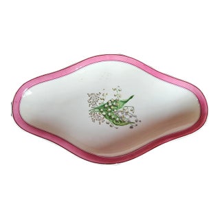 Old Paris Small Serving Dish With Raspberry Pink Border and Lily of the Valley Center For Sale