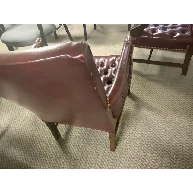 Burgundy Vintage Georgian Style Burgundy Leather Gainsborough Armchairs Tufted Chesterfield For Sale - Image 8 of 13