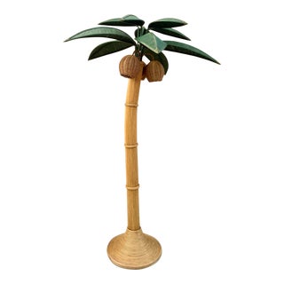 1970's Mario Lopez Torres Rattan Palm Tree Floor Lamp For Sale