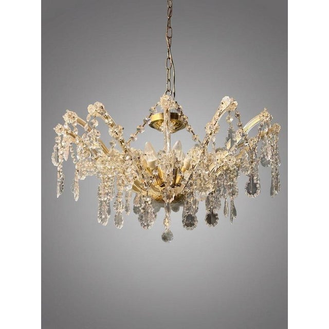 Gold Marie Theresa Brass and Crystal 8-Light Semi Flush Chandelier For Sale - Image 8 of 8