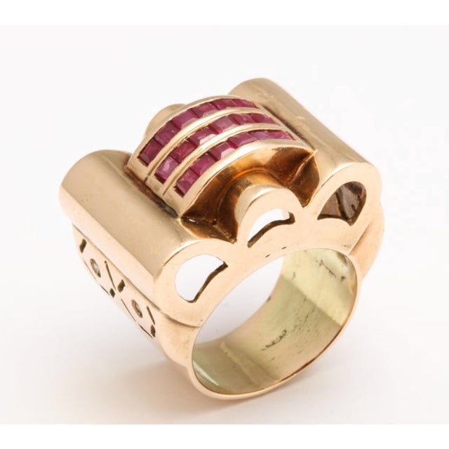 Mid-Century Modern Italian 14 Kt Rose Gold Ring Circa 1940s For Sale - Image 3 of 10