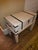White Washed Storage Trunk on Stand For Sale - Image 9 of 10